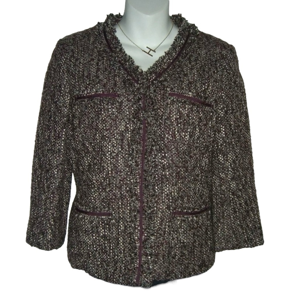 Talbots Blazer Petite Tweed Burgundy Career Business Work Preppy Academia Office